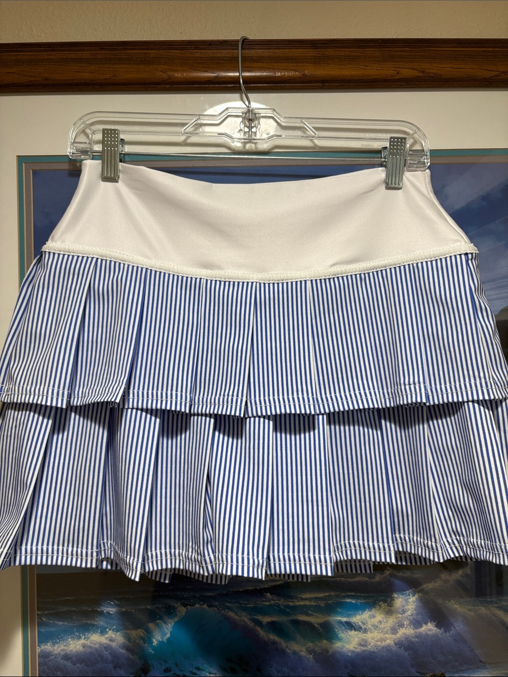 Faye & Florie White and Blue Striped Tiered Pickle ball/Tennis Skort!